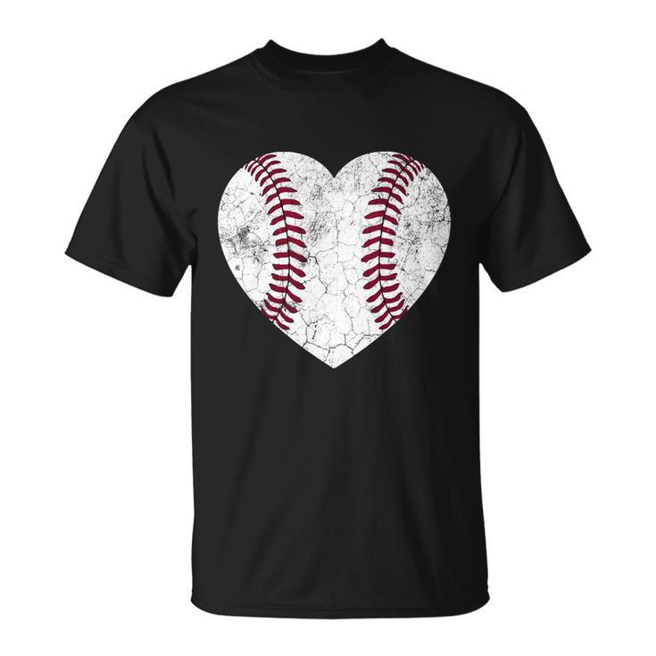 Baseball Heart Fun Mom Dad Men Women Softball Gift Wife Unisex T-Shirt