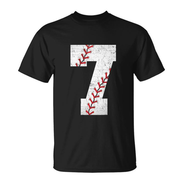 Baseball Softball Lover Seven Years Bday 7Th Birthday Boy Unisex T-Shirt