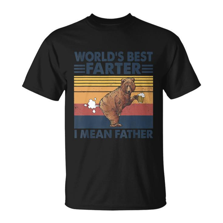 Bear Worlds Best Farter Gift I Mean Father Vintage Retro Gift Unisex T-Shirt