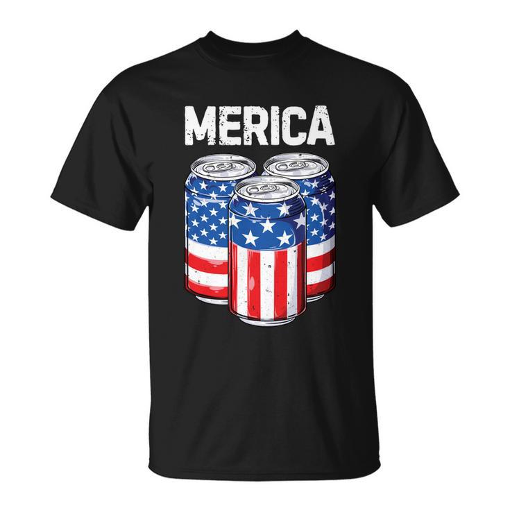 Beer American Flag 4Th Of July Merica Usa Men Women Drinking Unisex T-Shirt