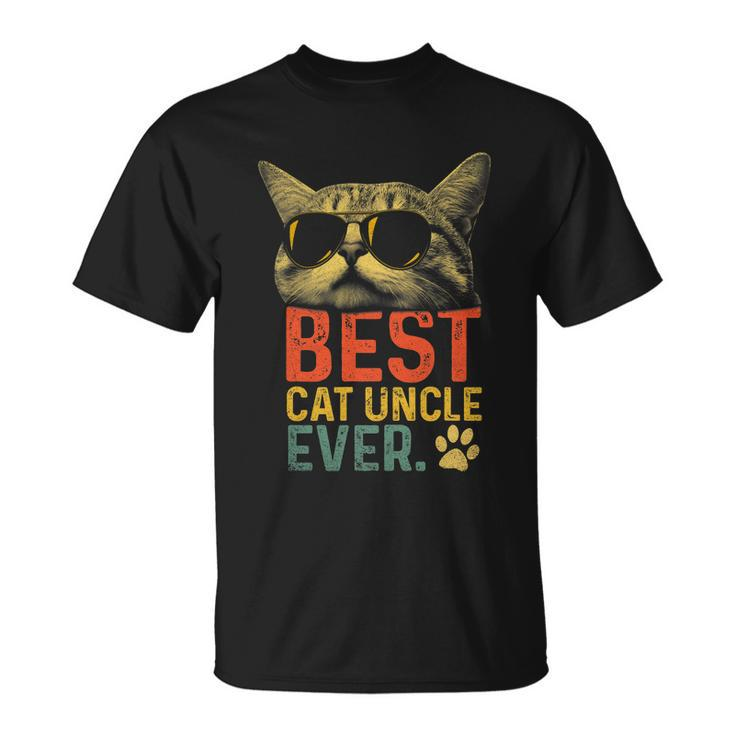 Best Cat Uncle Ever Vintage Cat Lover Cool Sunglasses Funny Unisex T-Shirt