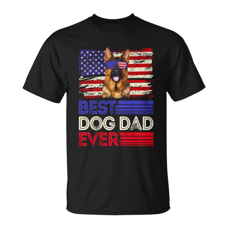 Best German Shepherd Dad Ever American Flag Patriotic Gift Unisex T-Shirt