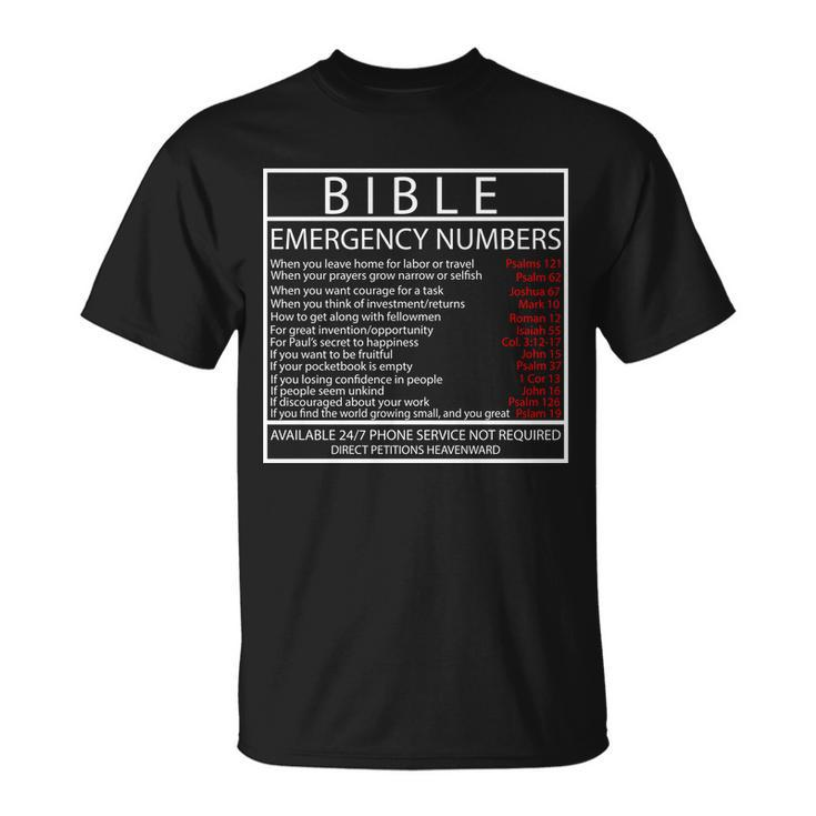 Bible Emergency Hotline Numbers T-shirt