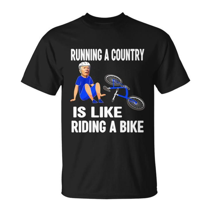 Biden Falls Off Bike Joe Biden Falling Off His Bicycle Funny V3 Unisex T-Shirt