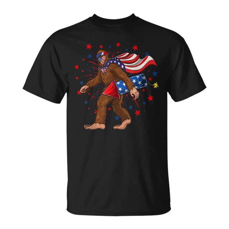 Bigfoot Fireworks 4Th Of July Boys Sasquatch T-shirt