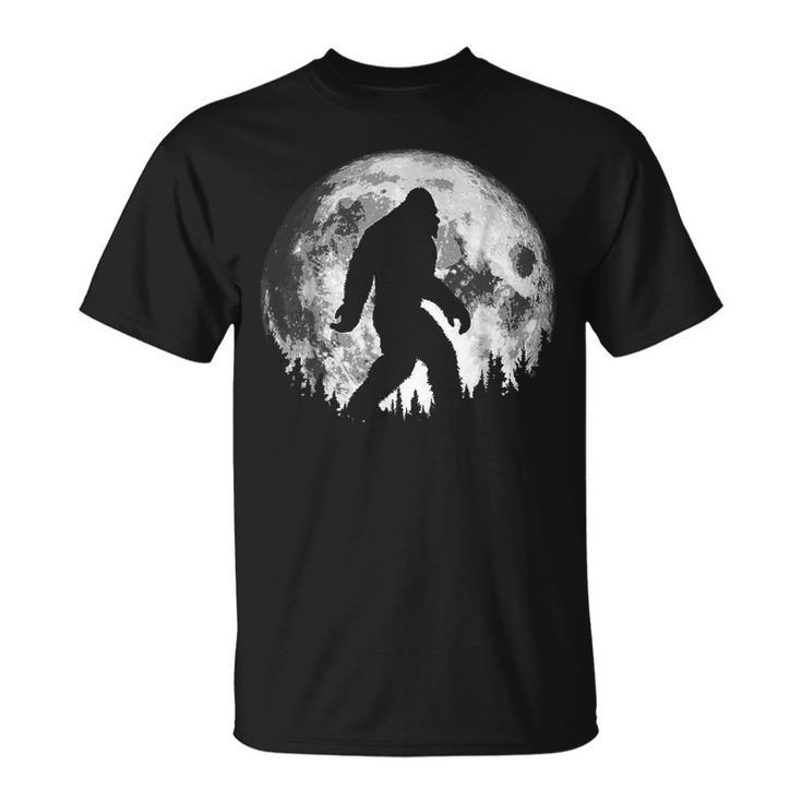Bigfoot Night Stroll Cool Full Moon Night & Trees Sasquatch T-shirt