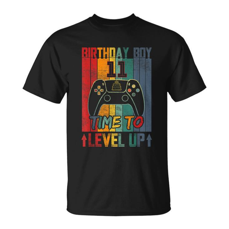 Birthday Boy 11 Time To Level Up 11 Birthday 11 Year Old Cool Gift Unisex T-Shirt