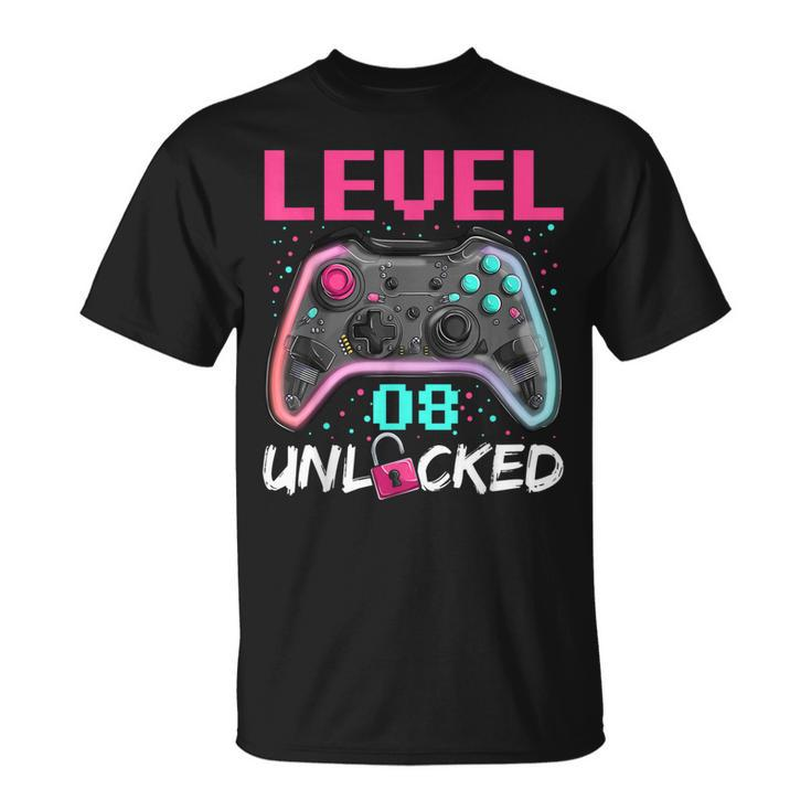 Birthday Boy Level 8 Unlocked  8 Years Old Gamer Boy  Unisex T-Shirt