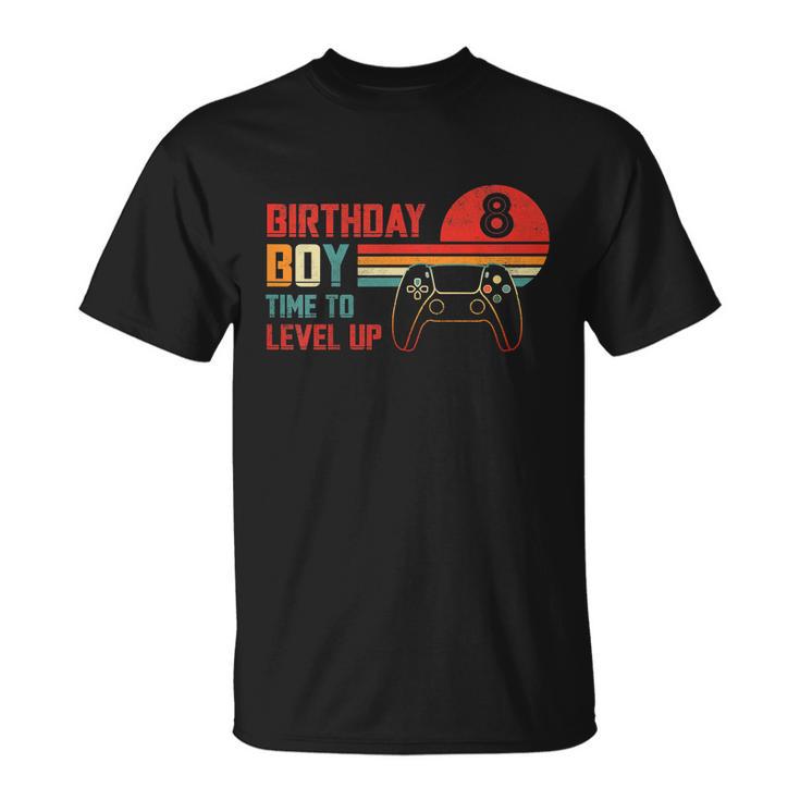 Birthday Gamer Apparel Collectionskids Birthday Boy 8 Time To Level Up Vintage  Unisex T-Shirt