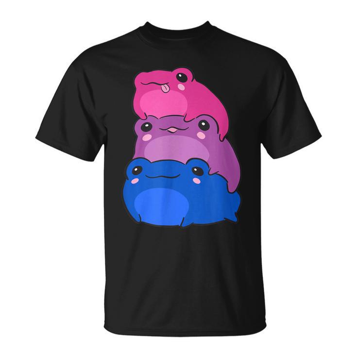 Bisexual Flag Color Frogs Subtle Bi Pride Lgbtq Aesthetic V2 T-shirt