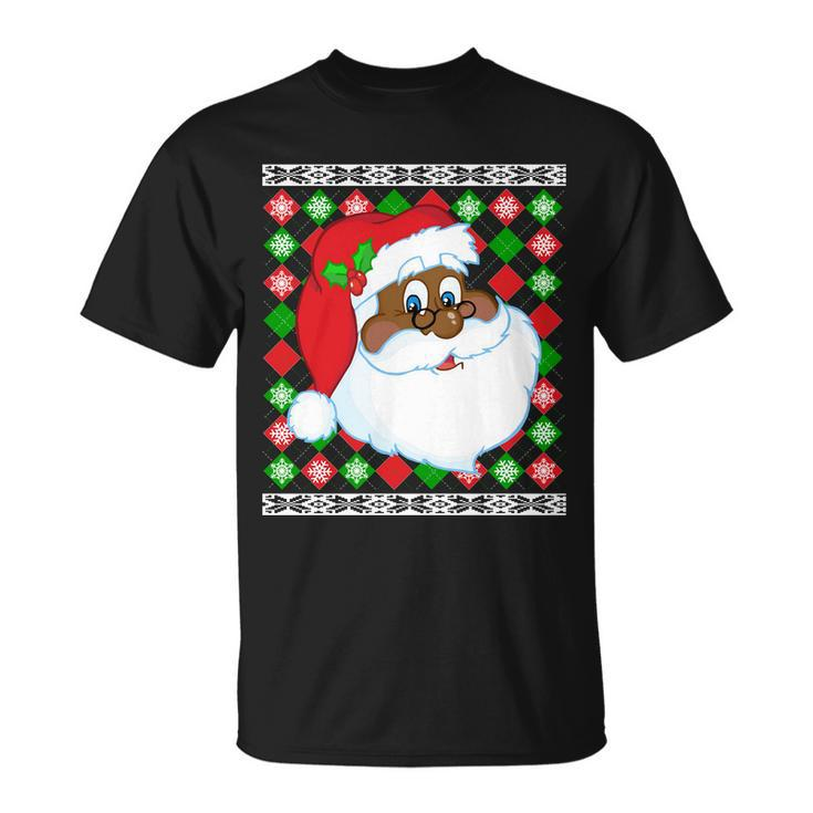 Black Santa Claus Ugly Christmas Sweater Unisex T-Shirt
