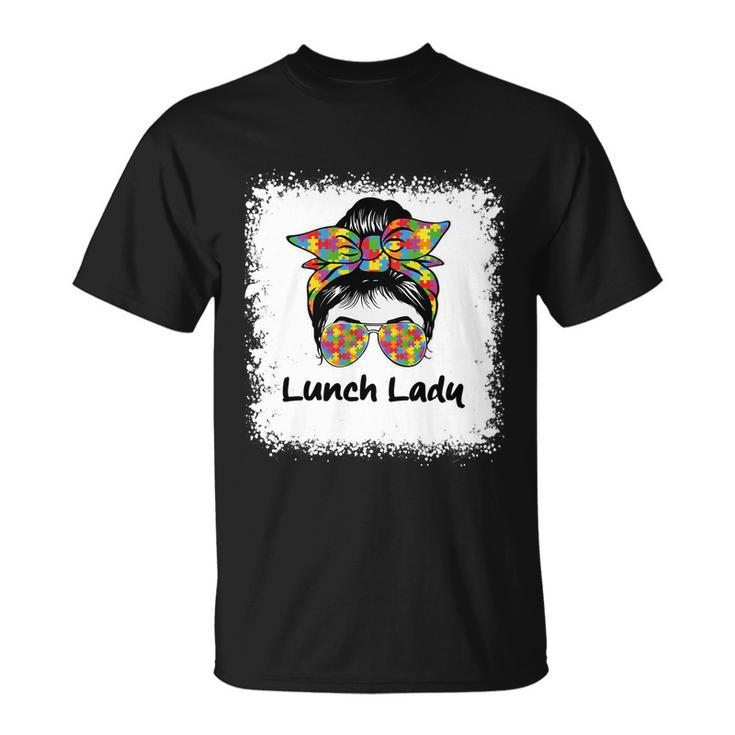 Bleached Lunch Lady Messy Hair Woman Bun Lunch Lady Life Gift Unisex T-Shirt