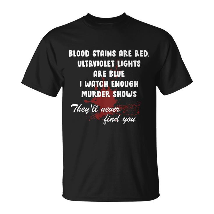 Blood Stains Are Red Ultraviolet Lights Are Blue Tshirt Unisex T-Shirt