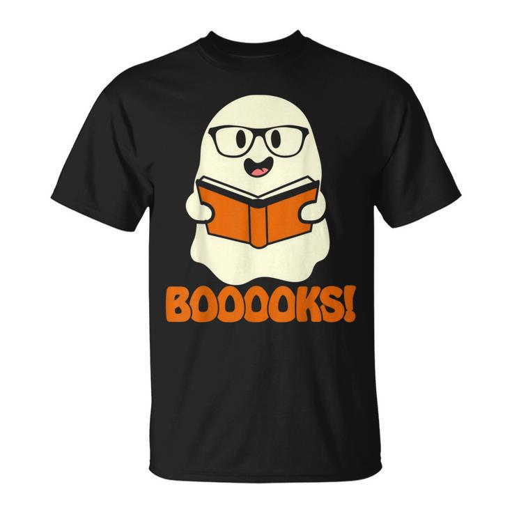 Booooks Ghost Boo Read Books Library Teacher Halloween Cute V4 T-shirt