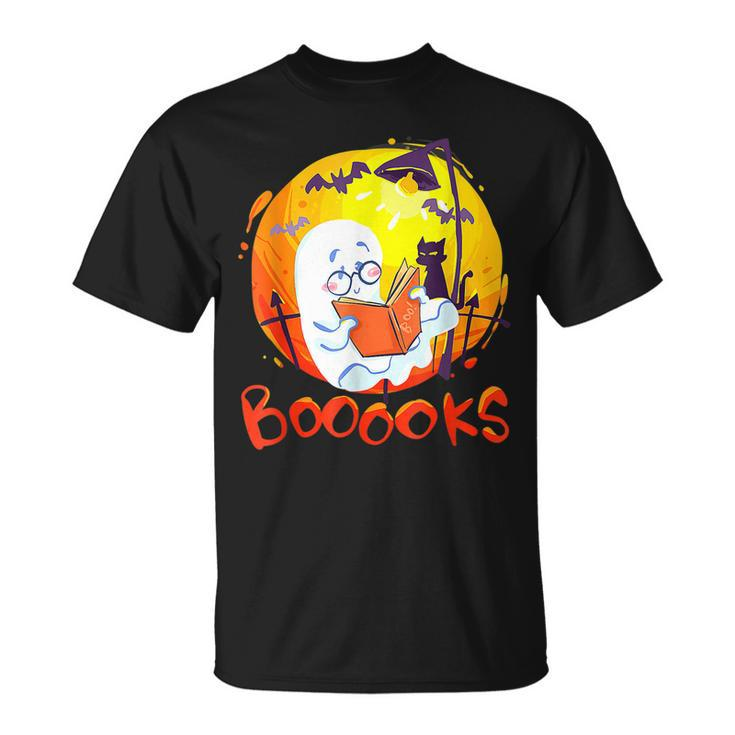 Booooks Ghost Halloween Teacher Book Library Reading T-shirt