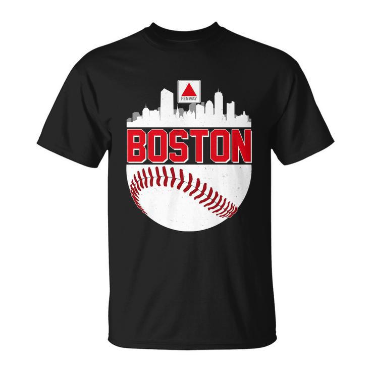 Boston Skyline Fenway Baseball Sports Logo Tshirt Unisex T-Shirt