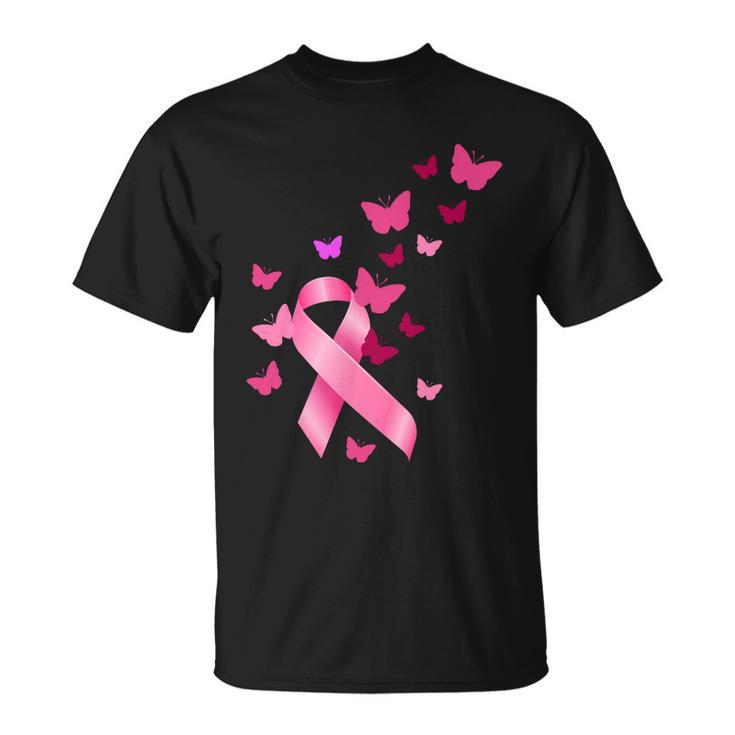 Breast Cancer Awareness Butterflies Logo Unisex T-Shirt