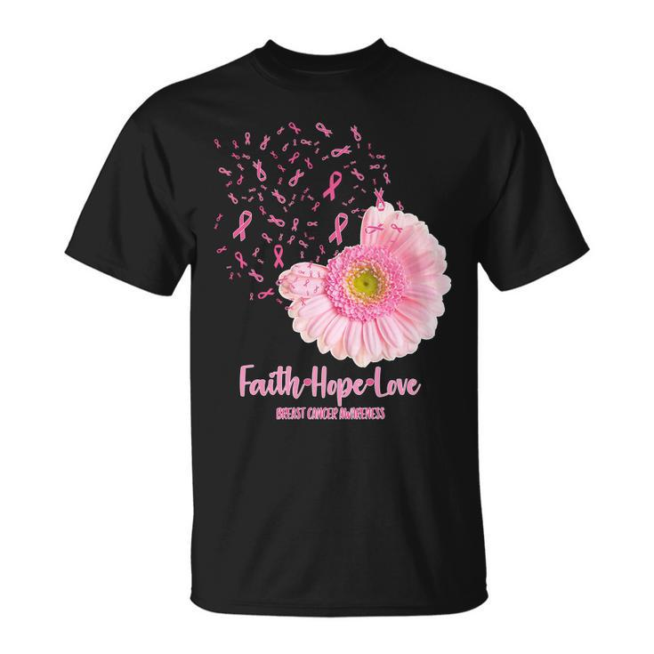 Breast Cancer Awareness Flowers Ribbons Unisex T-Shirt