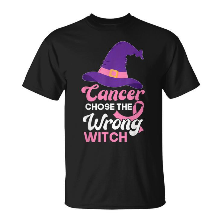 Breast Cancer Awareness Halloween Costume Pink Ribbon Witch  Unisex T-Shirt