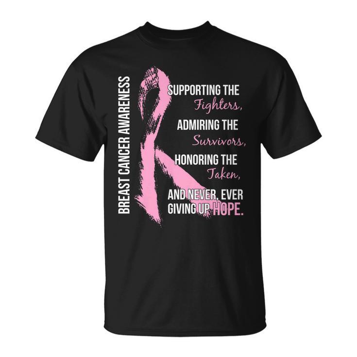 Breast Cancer Awareness Never Give Up Hope Unisex T-Shirt