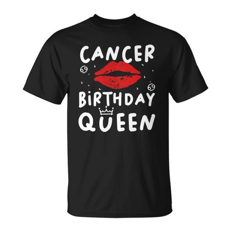 Cancer Birthday Queen Red Lips Unisex T-Shirt