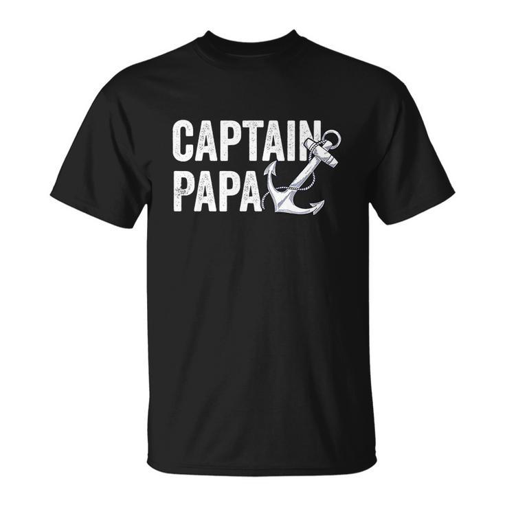 Captain Papa Pontoon Lake Sailor Fuuny Fishing Boating Unisex T-Shirt