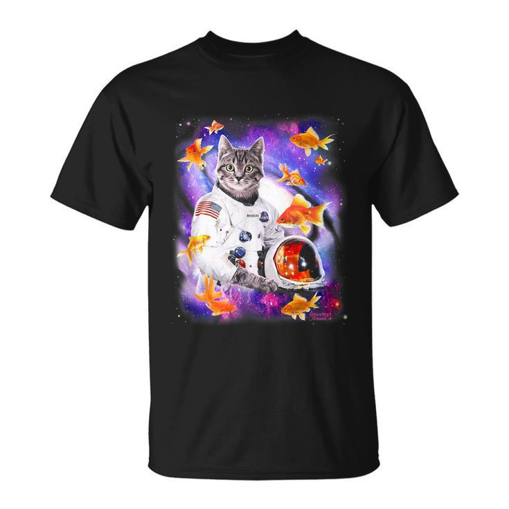Cat Astronaut In Cosmic Space Funny Shirts For Weird People Unisex T-Shirt