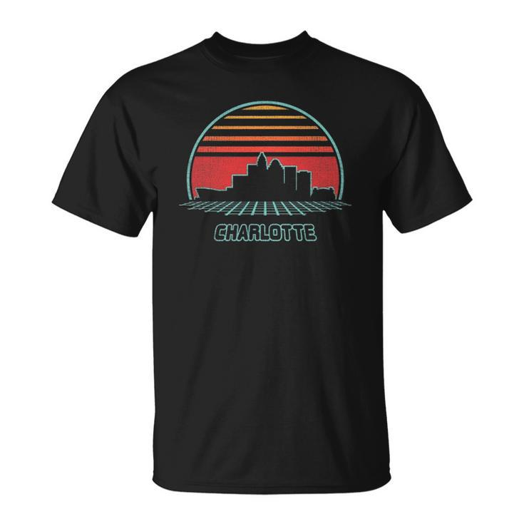 Charlotte City Skyline Retro 80S Style Souvenir Gift Unisex T-Shirt