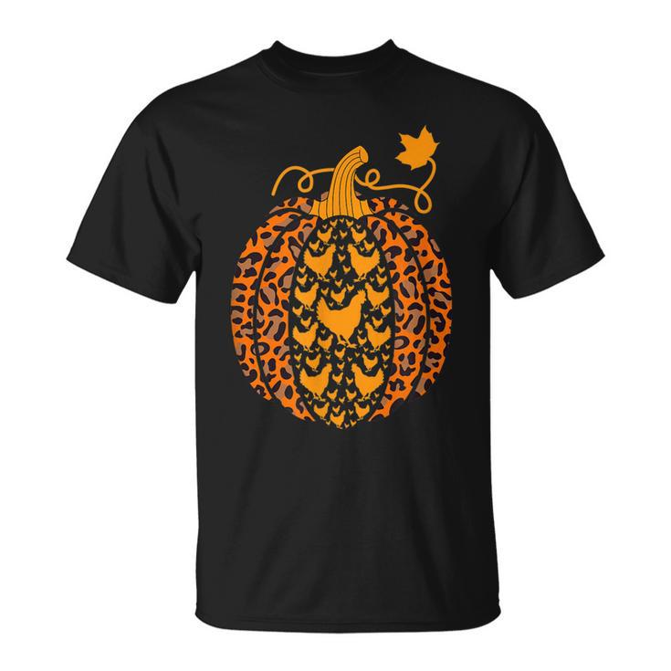 Chicken Pumpkin Leopard Print Halloween Costume Fall Autumn  Unisex T-Shirt
