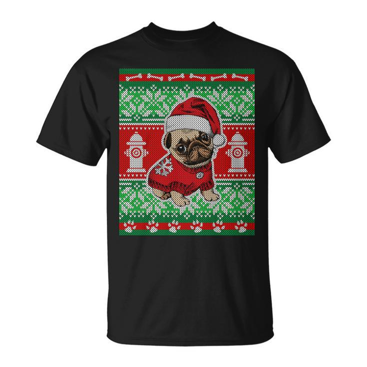 Christmas Cute Pug Ugly Sweater Unisex T-Shirt