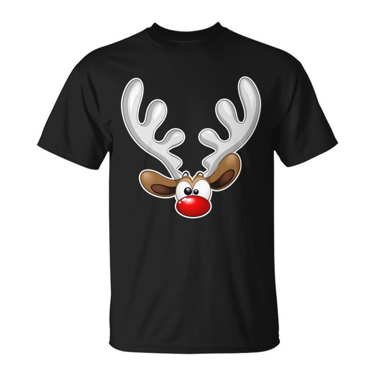 Christmas Red Nose Reindeer Face T-Shirt