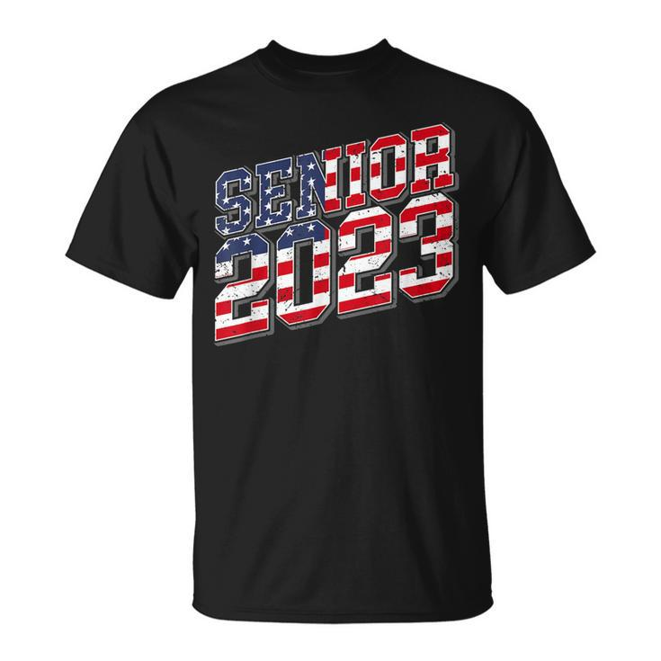 Class Of 2023 Usa Senior 2023 American Flag Unisex T-Shirt