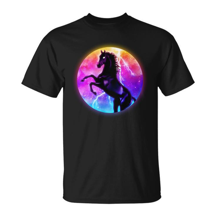 Colorful Retro 80S Eighties Lightning Galaxy Horse Unisex T-Shirt