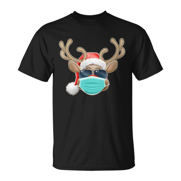 Cool Christmas Rudolph Red Nose Reindeer Mask 2020 Quarantined T-Shirt