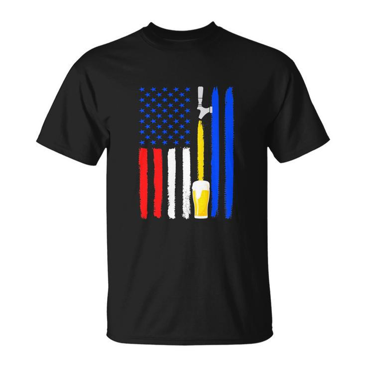 Craft Beer American Flag Usa Patriotic Funny 4Th Of July Unisex T-Shirt