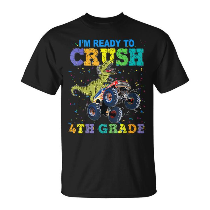 Crush 4Th Grade Dinosaur Monster Truck Back To School Boys  Unisex T-Shirt