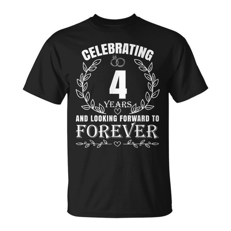 Cute 4Th Wedding Anniversary For Couples Married 4 Year  Unisex T-Shirt