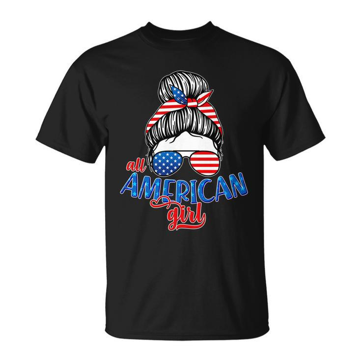Cute All American Girl Usa Flag Unisex T-Shirt
