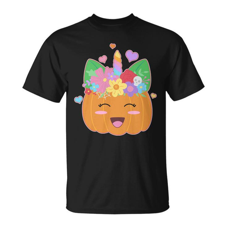 Cute Halloween Unicorn Pumpkin T-Shirt