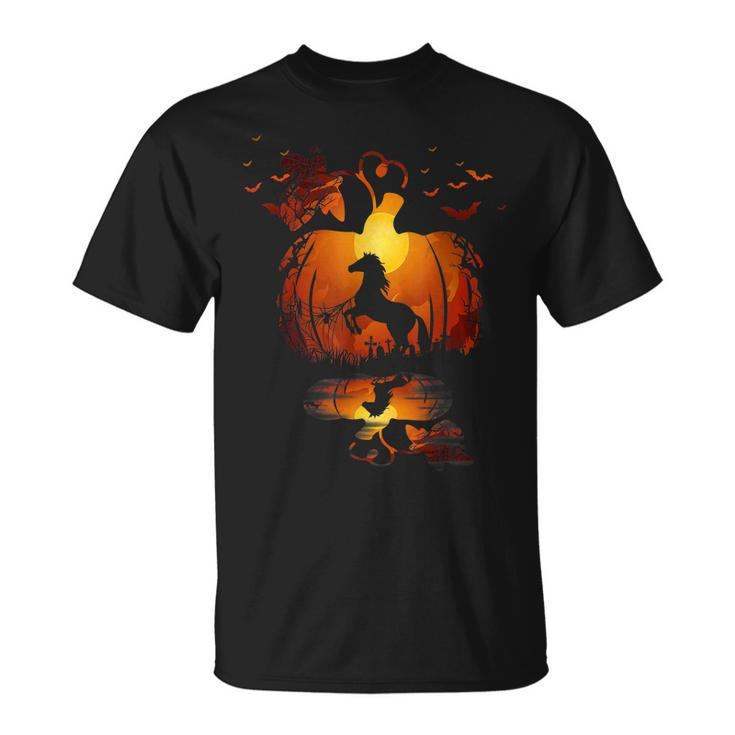 Cute Horse In The Pumpkin Funny Halloween Autumn Happy Fall Men Women T-shirt Graphic Print Casual Unisex Tee