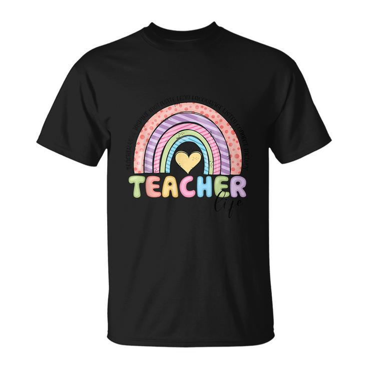 Cute Rainbow Teacher Life Teacher Last Day Of School Unisex T-Shirt