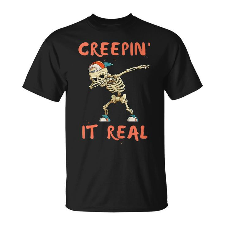 Dancing Skeleton And Dab Press For Halloween  Unisex T-Shirt
