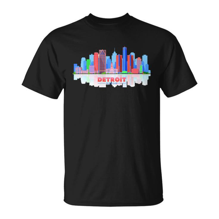 Detroit Skyline Abstract T-Shirt