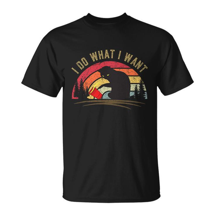 Do What I Want Vintage Black Cat Red Cup Funny My Cat Unisex T-Shirt