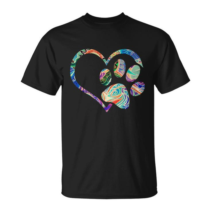 Dog Paw Print Tie Dye Rainbow Dog Lover Rescue Retro S Unisex T-Shirt
