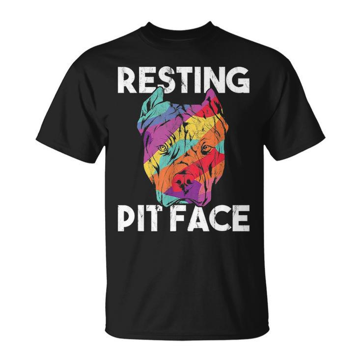 Dog Pitbull Resting Pit Face Vintage T-shirt