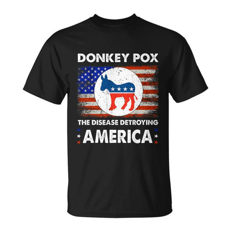 Donkey Pox The Disease Destroying America Usa Flag Funny Unisex T-Shirt
