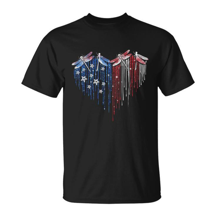 Dragonfly 4Th Of July Usa Flag America Patriotic Usa Unisex T-Shirt