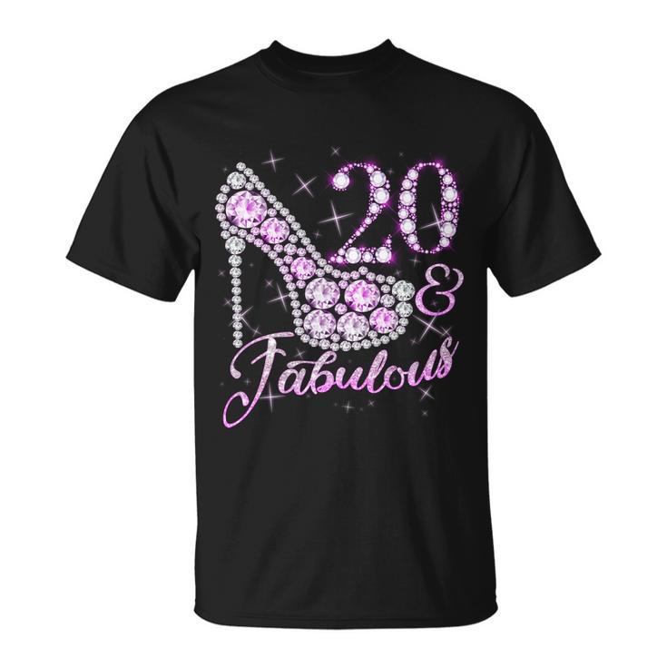 Fabulous & 20 Sparkly Shiny Heel 20Th Birthday Unisex T-Shirt