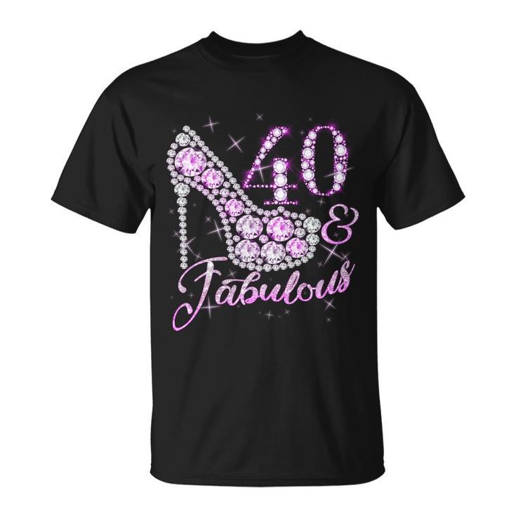 Fabulous & 40 Sparkly Shiny Heel 40Th Birthday Unisex T-Shirt